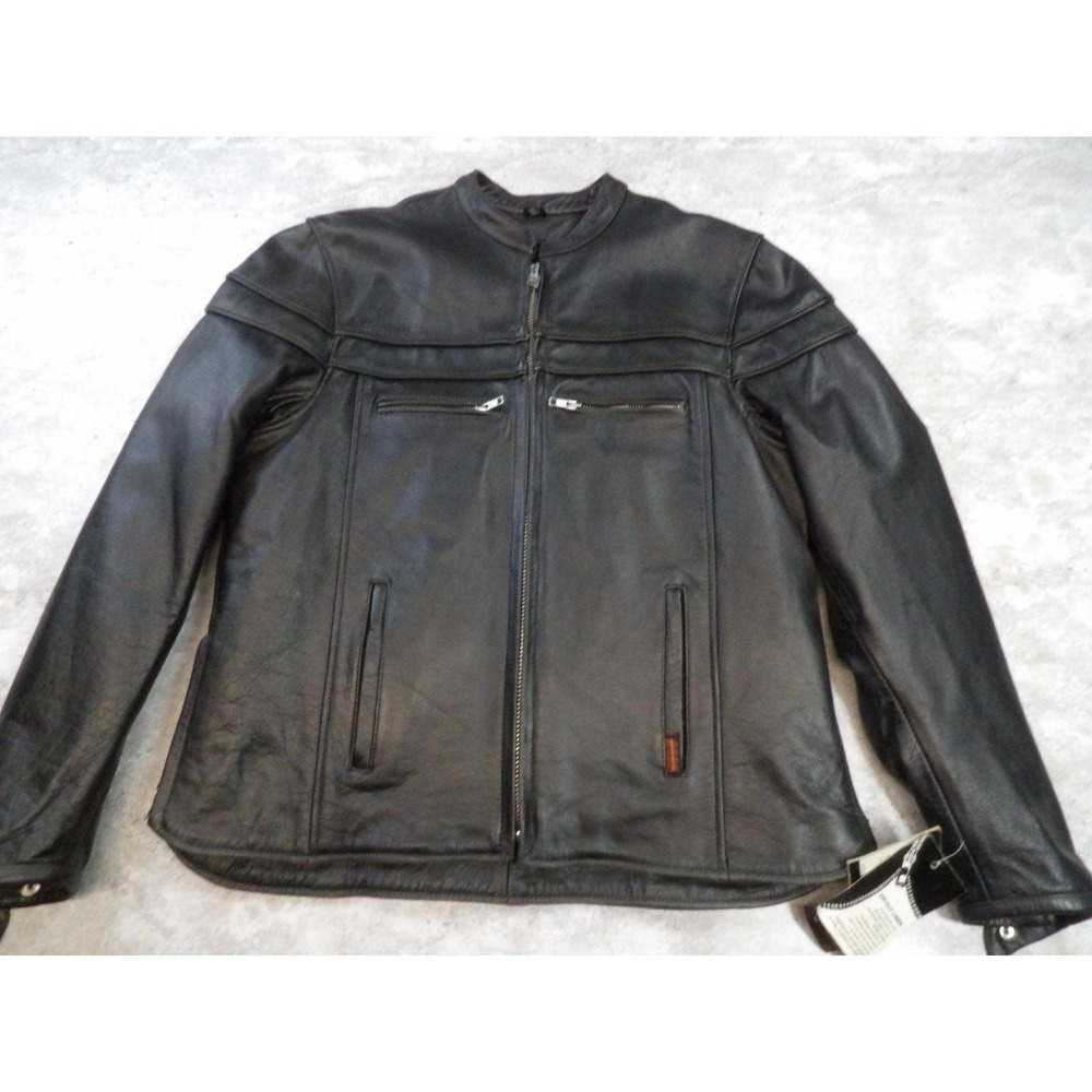 Hot Leathers Jacket Womens XL Black Leather Motorcycle Biker Quilted Lined New